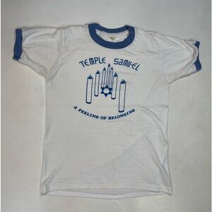 VINTAGE Jewish Temple Samu-el A Feeling Of Belonging T-shirt Women Small USA 90s